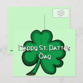 Bonne carte postale shamrock simple St. Patty's Da (Devant / Derrière)
