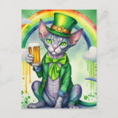 Bonne carte postale St. Patrick's Day | Chat Sphyn (Devant)