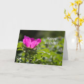 Bonne carte Rose papier rose anniversaire (Fleur jaune)