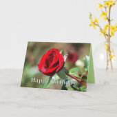 Bonne carte rouge d'anniversaire (Fleur jaune)