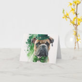 Bonne carte St. Patrick's Day avec chien (Fleur jaune)