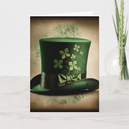 Bonne carte St. Patrick's Day avec un chapeau haut (Devant)