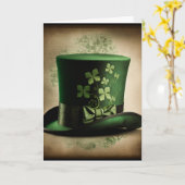 Bonne carte St. Patrick's Day avec un chapeau haut (Fleur jaune)