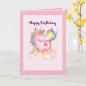 Bonne carte Unicorn Anniversaire (Fleur jaune)