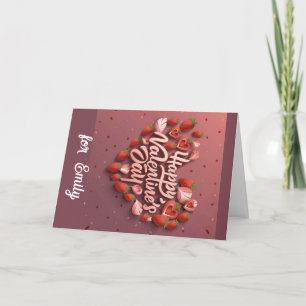 Bonne carte Valentine rose pomme carte d'amour