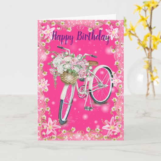Bonne carte Vintage d'anniversaire (Fleur jaune)