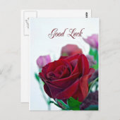 Bonne chance carte avec une rose rouge classique (Devant / Derrière)