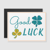 Bonne chance Four Leaf Clover Shamrock Magnet Card (Devant / Derrière)