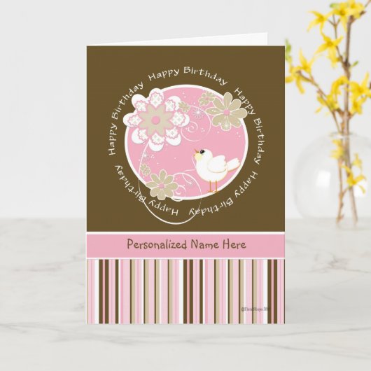 Bonne Chanson d'anniversaire Modèle d'oiseaux (Fleur jaune)