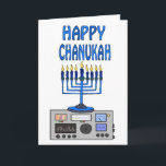 Bonne Chanukah Ham Radio Carte de voeux<br><div class="desc">Voici une carte Chanukah pour les jambons juifs à envoyer à leurs camarades jambons, amis ou famille. Vous pouvez customiser ceci avec votre nom et votre indicatif d'appel. Vous pouvez également modifier le message d'accueil intérieur si vous voulez que la carte ait un message différent. (Nous avons ceci une menorah...</div>