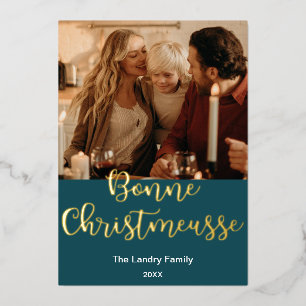 Bonne Christmeusse, Cajun Kerstmis, Elegant Folie Feestdagenkaart