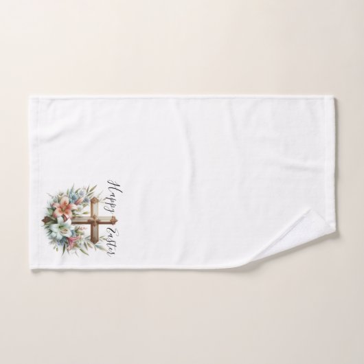 Bonne Croix de Pâques avec Lys de Pâques (Serviette à main)