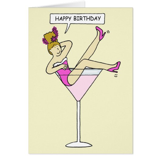 Bonne dame d'anniversaire dans le verre de cocktai (Devant)