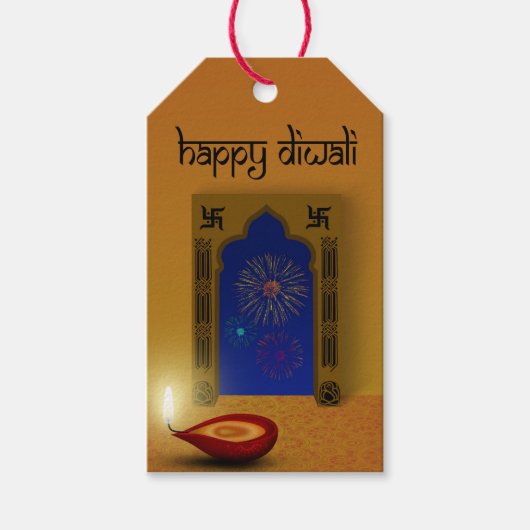 Bonne Diwali Feu d'Artifice - Étiquette Cadeau (Devant)