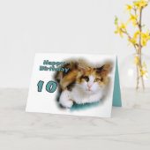 Bonne Dixième Anniversaire Calico Carte de chat (Fleur jaune)