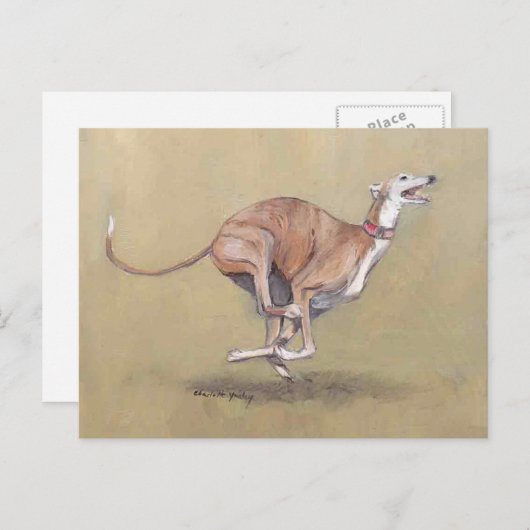 Bonne exécution Greyhound Dog Art Carte postale (Devant / Derrière)