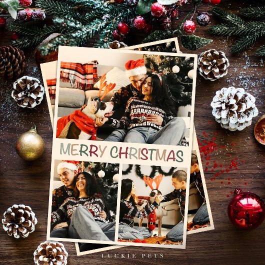 Bonne famille avec chien Noël Carte de vacances