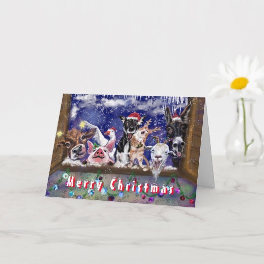 Bonne ferme animal drôle carte de Noël (Petite plante)