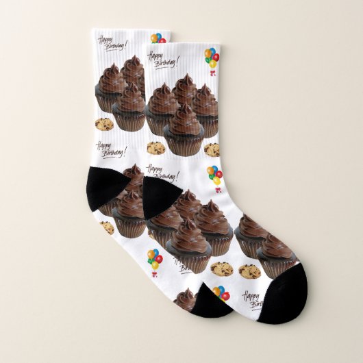 Bonne Fête Chaussettes Hommes et Femmes Cupcakes (Paire)