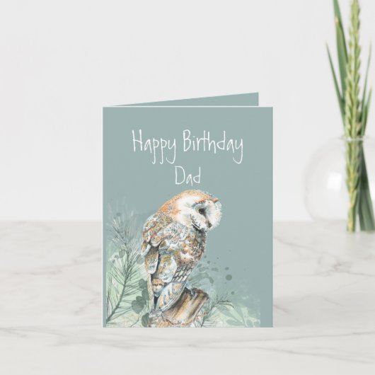 Bonne fête d'anniversaire papa père barn Owl Carte (Devant)