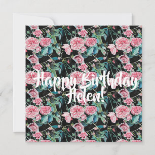 Bonne fête d'anniversaire Rose floral dames Carte 