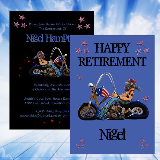 Bonne fête de retraite Funny Biker Invitation