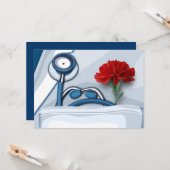 Bonne fête des médecins. Cartes plates Carnation r (Devant/Arrière en situation)