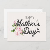 Bonne fête des mères aux roses roses | Carte posta (Devant / Derrière)