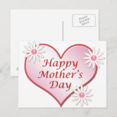 Bonne fête des mères coeur rose Carte postale (Devant / Derrière)