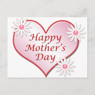 Bonne fête des mères coeur rose Carte postale