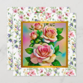 Bonne fête des mères Elégante carte Rose d'aquarel (Devant / Derrière)