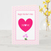 Bonne fête des mères et carte de coeur rose (Fleur jaune)