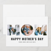 Bonne fête des mères MOM Cutout Simple 3 Carte pho (Devant / Derrière)