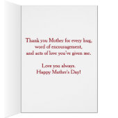 Bonne fête des mères rose florale 5x7 carte (Intérieur (Droit))