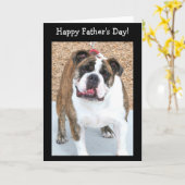 Bonne Fête des pères Anglais carte de bulldog (Fleur jaune)