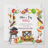 Bonne fête des pères barbecue aquarelle Invitation (Devant)