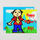 Bonne Fête des pères dans la carte postale "Crayon (Devant / Derrière)