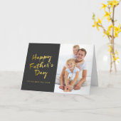 Bonne Fête des pères pliée Carte photo | Black (Fleur jaune)