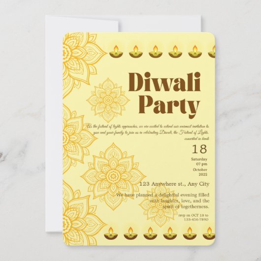 Bonne fête Diwali Invitation (Devant)