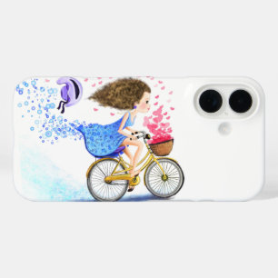 Bonne fille avec coque iphone de vélo