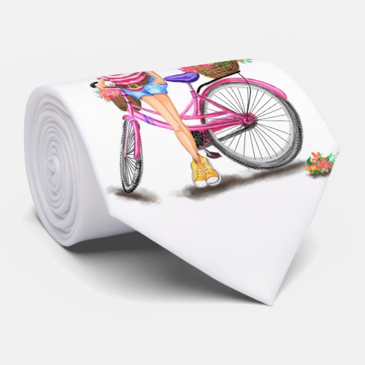 Bonne fille avec Cravate de vélo rose (Roulé)