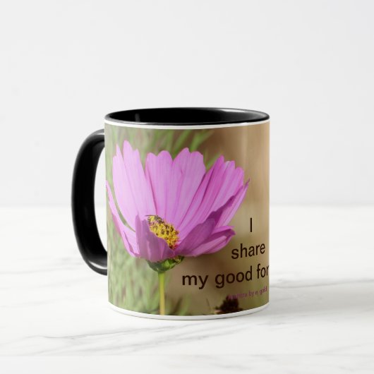 Bonne fortune mantra cosmos fleur Mug (Devant gauche)