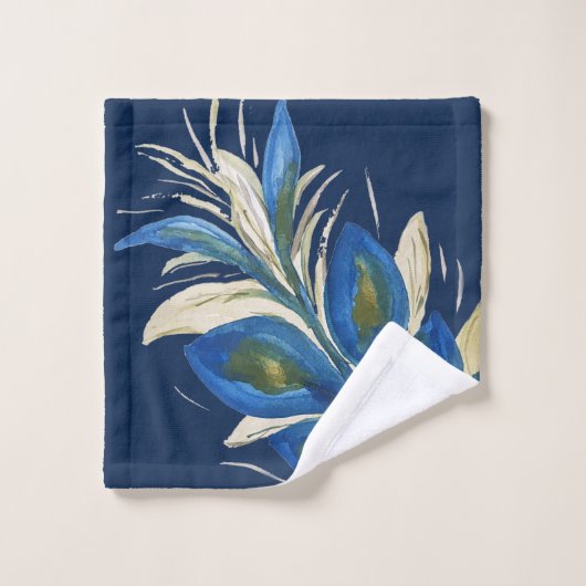 Bonne Fortune Peacock Feathers Aquarelle (Gant de toilette)