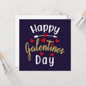 Bonne Galentines Jour Valentines Carte Fleurs (Devant/Arrière en situation)