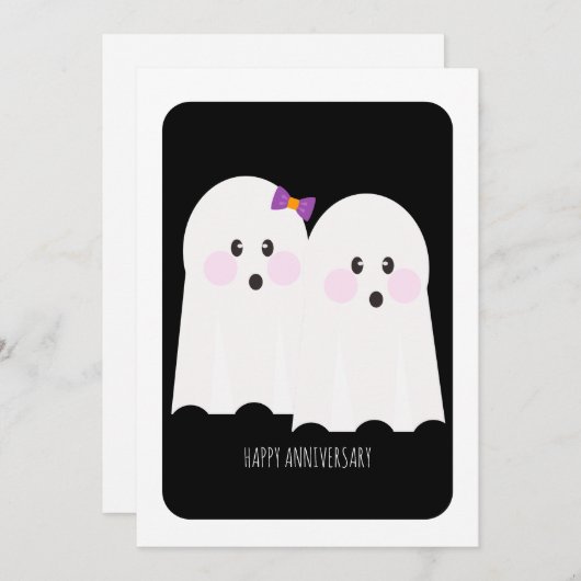 Bonne Halloween Adorable Ghost Anniversaire Carte (Devant / Derrière)