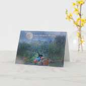 Bonne Halloween Anniversaire Carte chat mignonne (Fleur jaune)