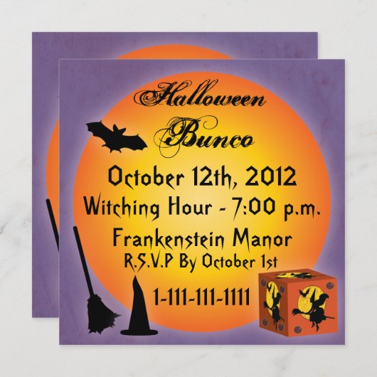 Bonne Halloween Bunco Invitation (Devant / Derrière)