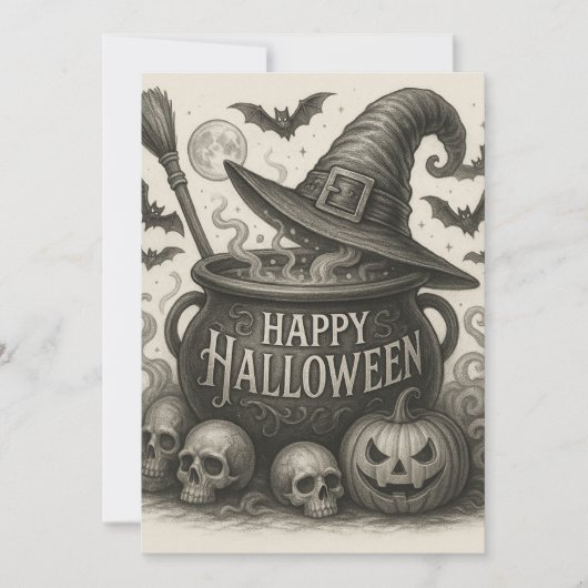 Bonne Halloween Cauldron Invitation (Devant)