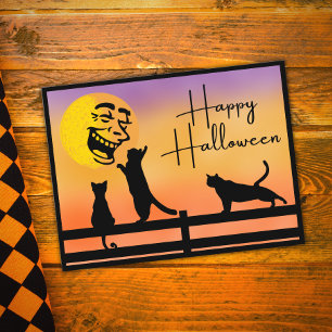 Bonne Halloween Chats et Laughing Moon Carte posta