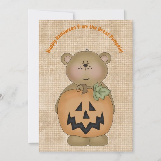 Bonne Halloween de la grande carte d'ours Citrouil (Devant)